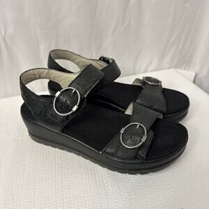 Alegria Sandals Womens Size 10 Black Leather Morgyn Wedge